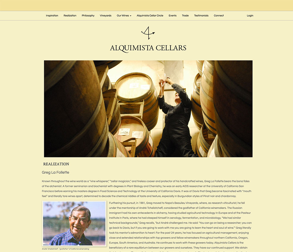 Alquimista Cellars website